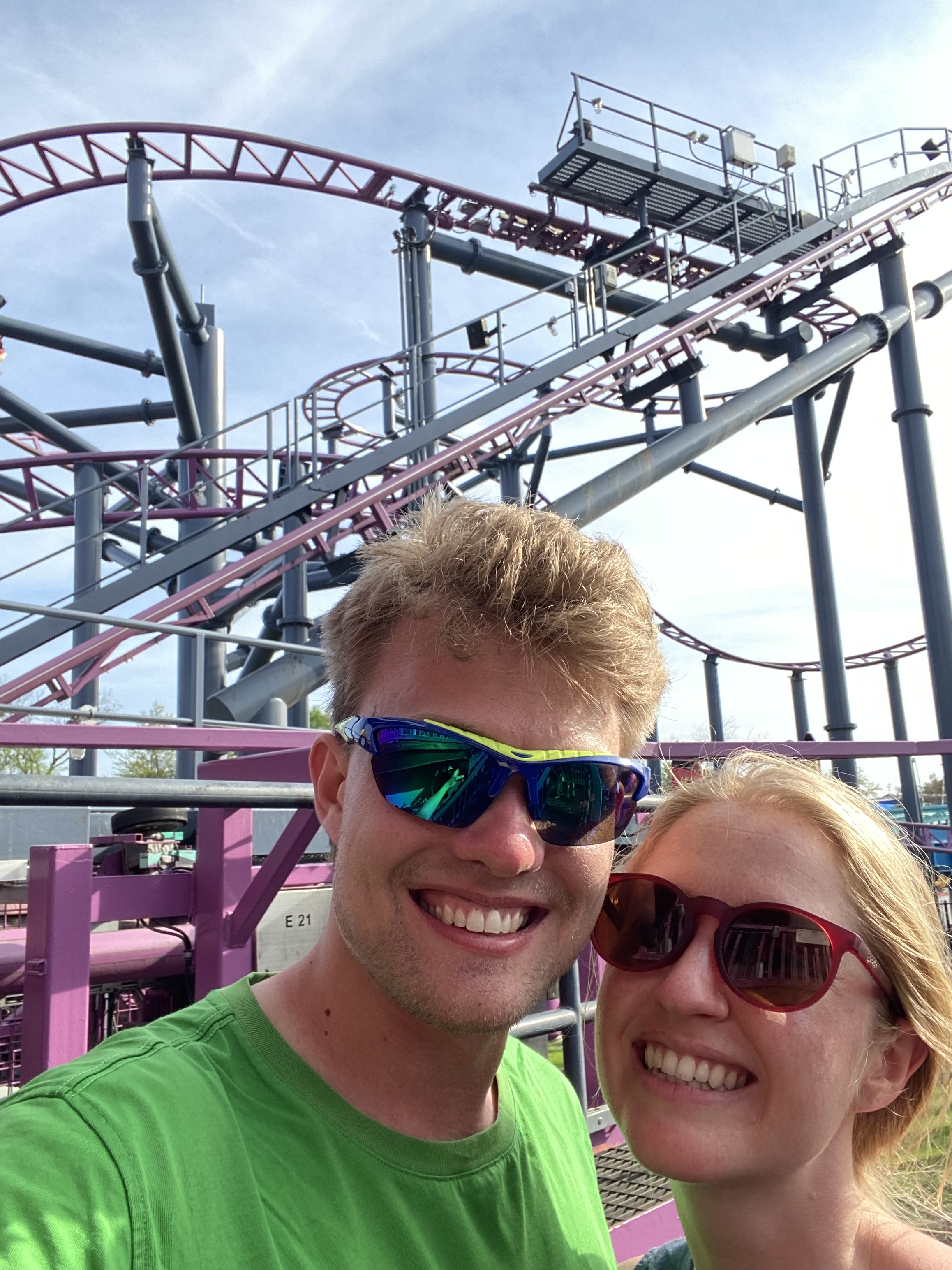 Marcus and Victoria on a rollercoaster